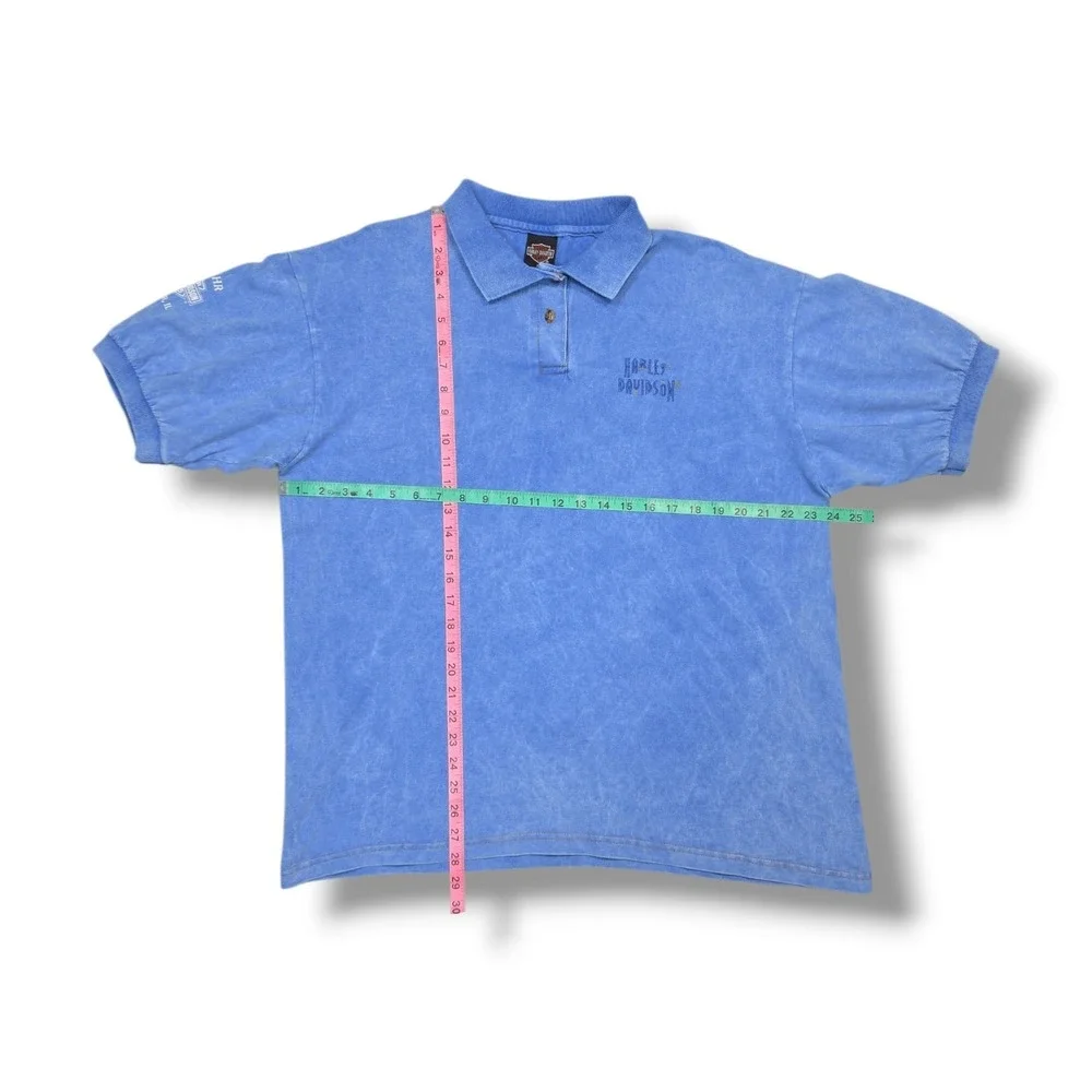 Vintage HARLEY DAVIDSON Embroidered Blue Polo Shirt Men's XL USA‎ Made